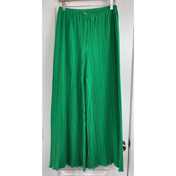 L*SPACE Women's Hazel Pants High Rise Wide Leg Relaxed Fit Green Monstera Size S - Picture 1 of 11